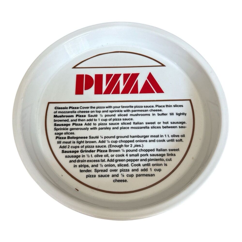 Vintage Graphic Pizza Pie recipe Dish Taste Setter by Sigma Enamel Baking Japan